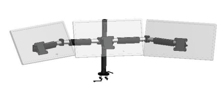 Support VESA triple pour moniteurs avec deux bras extensibles et articulés